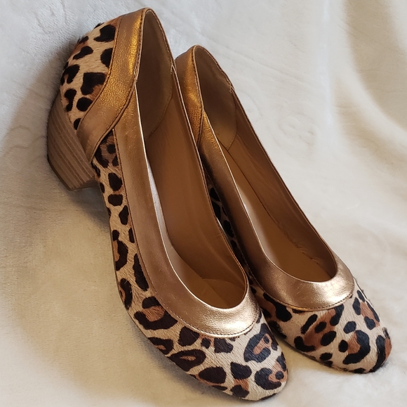 Calf Hair Leopard Print Heels sz 8 - Picture 6 of 7